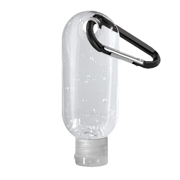 1.9 oz. Clear Sanitizer in Clear Bottle with Carabiner 1