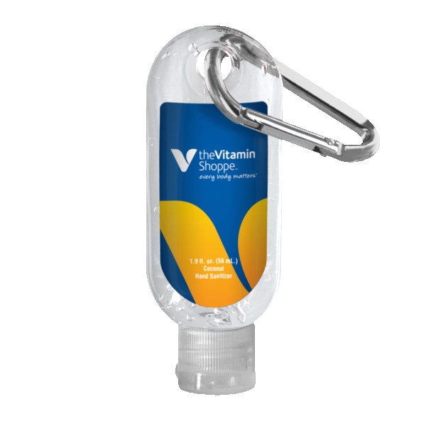 1.9 oz. Clear Sanitizer in Clear Bottle with Carabiner 1