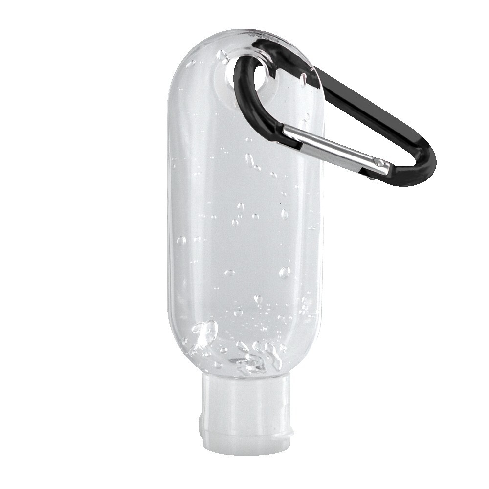 1.9 oz. Clear Sanitizer in Clear Bottle with Carabiner 1