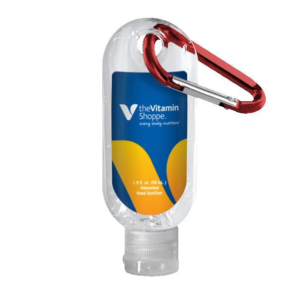 1.9 oz. Clear Sanitizer in Clear Bottle with Carabiner 1