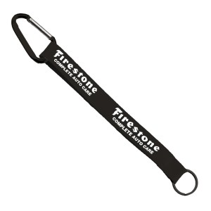 3/4" Sewn Polyester Keychain with Metal Split-Ring and Carabiner 1 3/4" Sewn Polyester Keychain with Metal Split-Ring and Carabiner 1