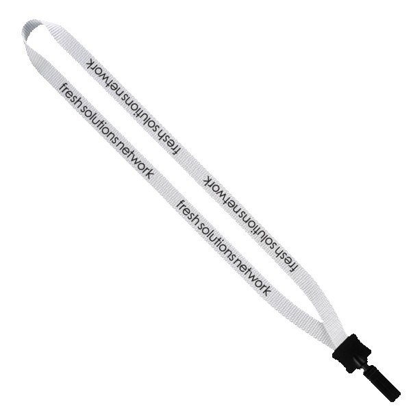 1/2" Smooth Nylon Lanyard with Plastic Clamshell & Bulldog Clip 1