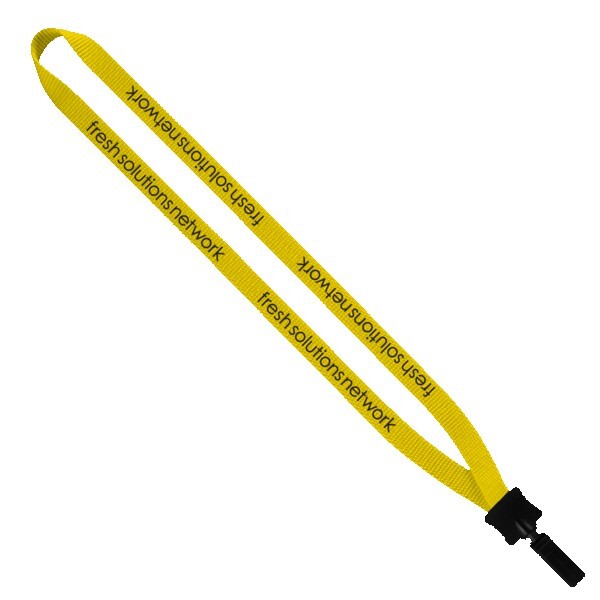 1/2" Smooth Nylon Lanyard with Plastic Clamshell & Bulldog Clip 1
