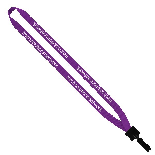 1/2" Smooth Nylon Lanyard with Plastic Clamshell & Bulldog Clip 1