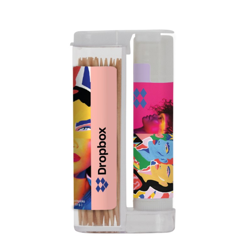 Wooden Toothpicks in a Rectangular Flip-Top Duo w/ SPF 15 Lip Balm 1 Wooden Toothpicks in a Rectangular Flip-Top Duo w/ SPF 15 Lip Balm 1