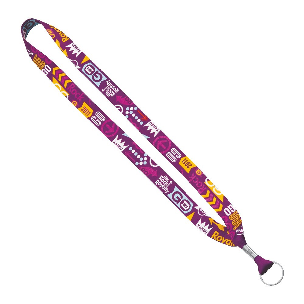 3/4" Dye-Sublimated Lanyard with Silver Tone Metal Crimp & Split Ring 1