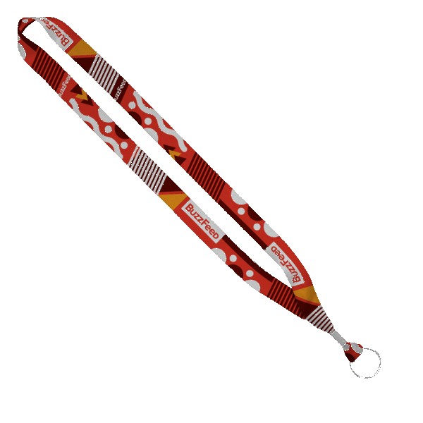 3/4" Dye-Sublimated Lanyard with Silver Tone Metal Crimp & Split Ring 1