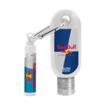 Custom 1.9 oz. SPF 50 Sunscreen with Carabiner and SPF 15 Lip Balm in White Tube with Hook Cap 1 Custom 1.9 oz. SPF 50 Sunscreen with Carabiner and SPF 15 Lip Balm in White Tube with Hook Cap 1