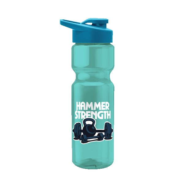Tandem 28oz Recycled Transparent Bike Bottle w/Drink-thru Lid 1