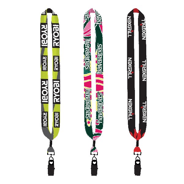 1" Dye Sublimated Lanyard with Metal Crimp & Metal Bulldog Clip 1
