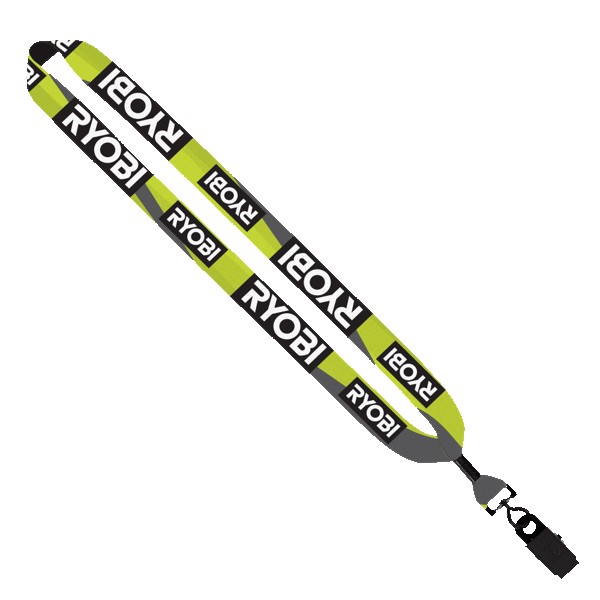1" Dye Sublimated Lanyard with Metal Crimp & Metal Bulldog Clip 1