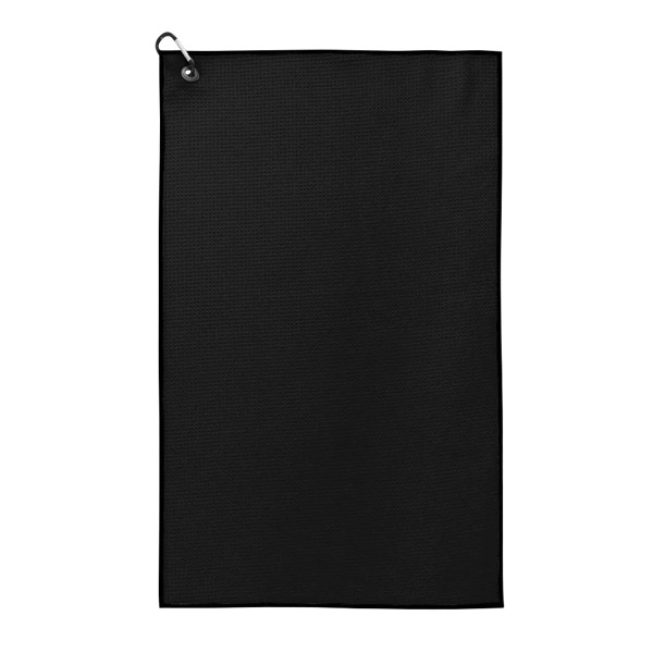 Waffle Weave Golf Towel with Black Corner Hook 1