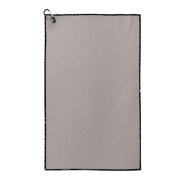 Waffle Weave Golf Towel with Black Corner Hook 1