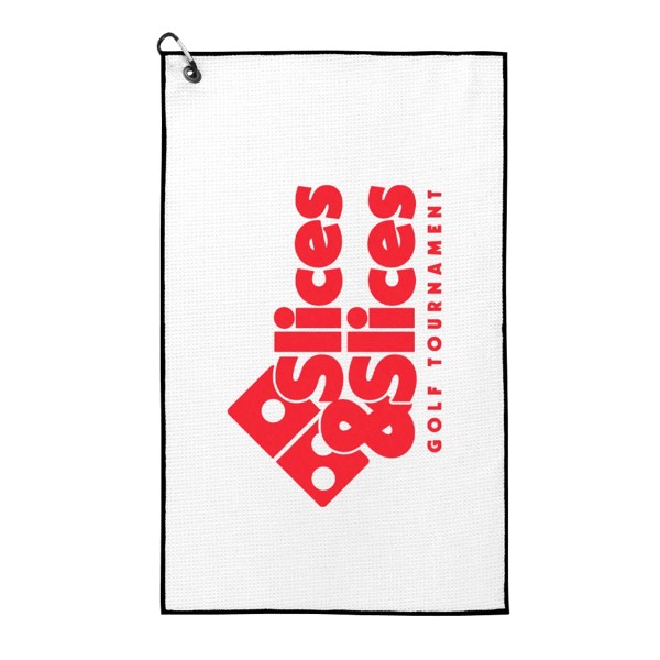 Waffle Weave Golf Towel with Black Corner Hook 1