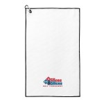 Waffle Weave Golf Towel with Black Corner Hook - White Embroidery Waffle Weave Golf Towel with Black Corner Hook - White Embroidery