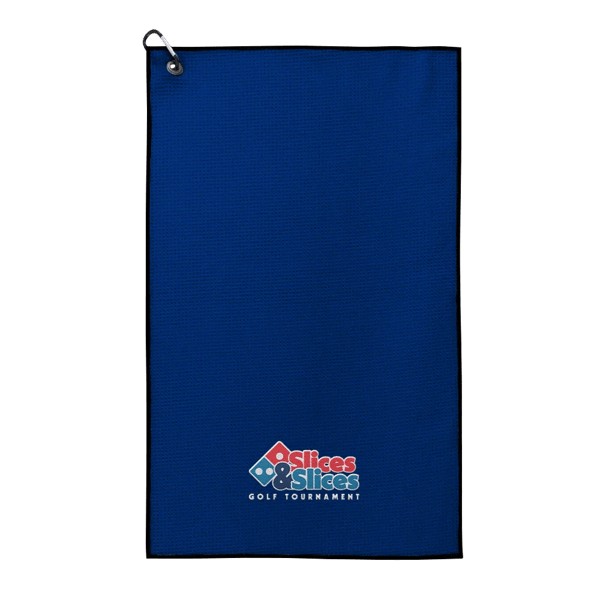 Waffle Weave Golf Towel with Black Corner Hook 1