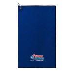 Waffle Weave Golf Towel with Black Corner Hook - Royal Blue Embroidery Waffle Weave Golf Towel with Black Corner Hook - Royal Blue Embroidery