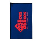 Waffle Weave Golf Towel with Black Corner Hook - Royal Blue Screen Print Waffle Weave Golf Towel with Black Corner Hook - Royal Blue Screen Print