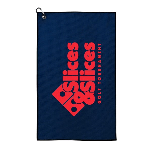 Waffle Weave Golf Towel with Black Corner Hook 1
