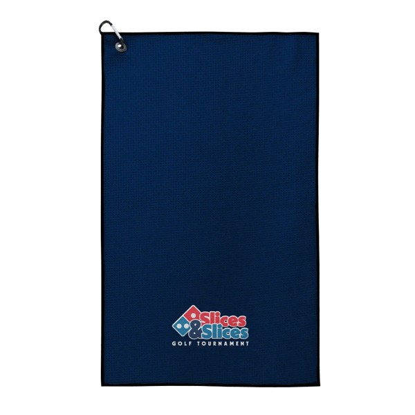Waffle Weave Golf Towel with Black Corner Hook 1