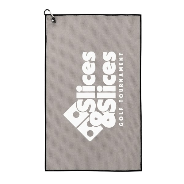 Waffle Weave Golf Towel with Black Corner Hook 1