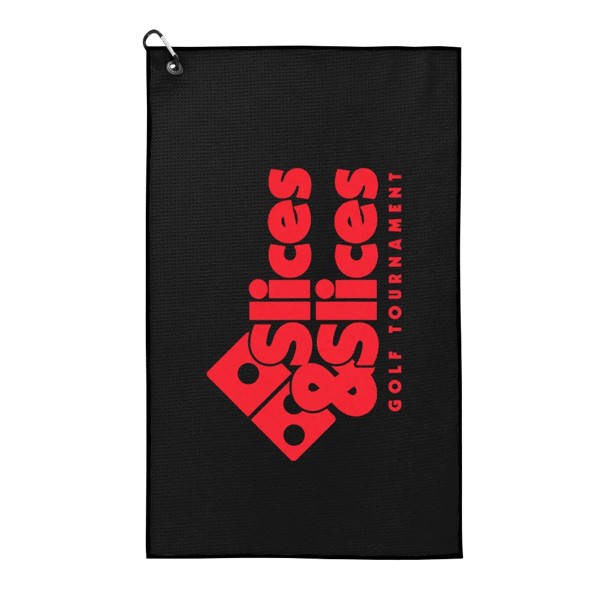 Waffle Weave Golf Towel with Black Corner Hook 1