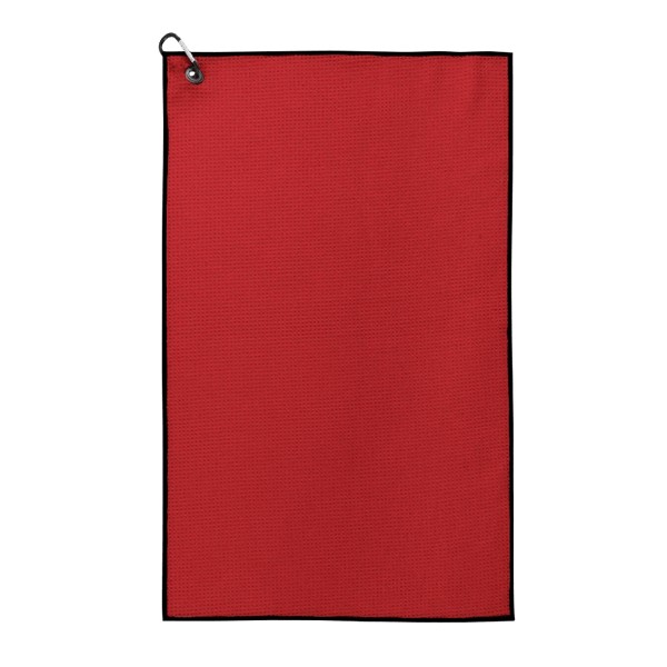 Waffle Weave Golf Towel with Black Corner Hook 1