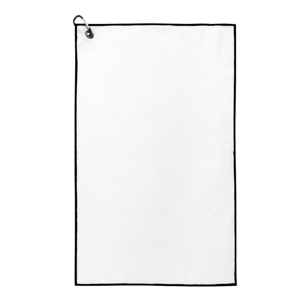 Waffle Weave Golf Towel with Black Corner Hook 1