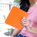 Square Hand Fan - Orange Blank Square Hand Fan - Orange Blank