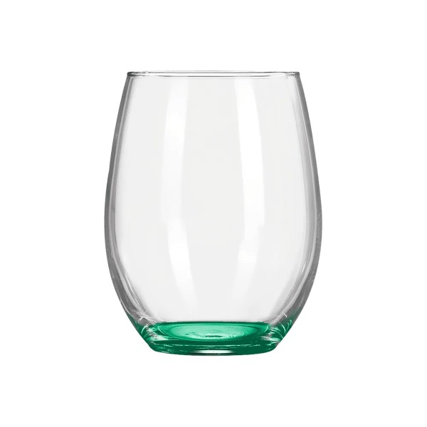 Wine O'Clock 9oz ARC Stemless Wine Glass C8832 with Color Bottom 1