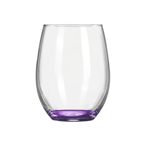 Wine O'Clock 9oz ARC Stemless Wine Glass C8832 with Color Bottom 1