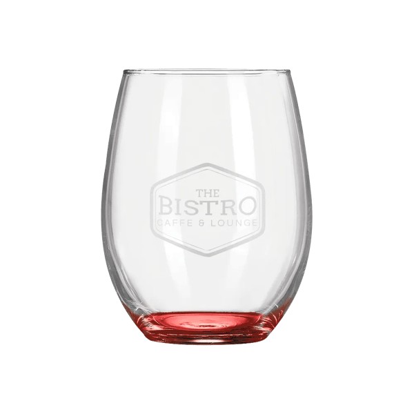 Wine O'Clock 9oz ARC Stemless Wine Glass C8832 with Color Bottom 1