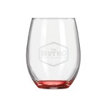 Wine O'Clock 9oz ARC Stemless Wine Glass C8832 with Color Bottom - Red Laser Engraving Wine O'Clock 9oz ARC Stemless Wine Glass C8832 with Color Bottom - Red Laser Engraving