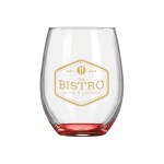 Wine O'Clock 9oz ARC Stemless Wine Glass C8832 with Color Bottom - Red Pad Print Wine O'Clock 9oz ARC Stemless Wine Glass C8832 with Color Bottom - Red Pad Print