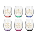 Wine O'Clock 9oz ARC Stemless Wine Glass C8832 with Color Bottom 1 Wine O'Clock 9oz ARC Stemless Wine Glass C8832 with Color Bottom 1