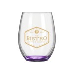 Wine O'Clock 9oz ARC Stemless Wine Glass C8832 with Color Bottom - Purple Pad Print Wine O'Clock 9oz ARC Stemless Wine Glass C8832 with Color Bottom - Purple Pad Print
