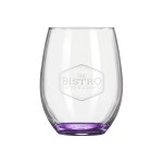 Wine O'Clock 9oz ARC Stemless Wine Glass C8832 with Color Bottom - Purple Laser Engraving Wine O'Clock 9oz ARC Stemless Wine Glass C8832 with Color Bottom - Purple Laser Engraving
