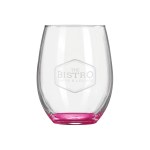 Wine O'Clock 9oz ARC Stemless Wine Glass C8832 with Color Bottom - Pink Laser Engraving Wine O'Clock 9oz ARC Stemless Wine Glass C8832 with Color Bottom - Pink Laser Engraving