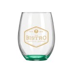 Wine O'Clock 9oz ARC Stemless Wine Glass C8832 with Color Bottom - Green Pad Print Wine O'Clock 9oz ARC Stemless Wine Glass C8832 with Color Bottom - Green Pad Print