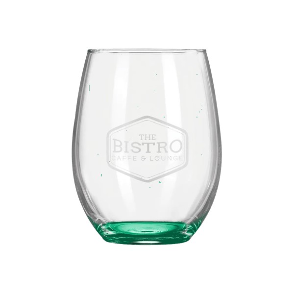Wine O'Clock 9oz ARC Stemless Wine Glass C8832 with Color Bottom 1