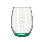 Wine O'Clock 9oz ARC Stemless Wine Glass C8832 with Color Bottom - Green Laser Engraving Wine O'Clock 9oz ARC Stemless Wine Glass C8832 with Color Bottom - Green Laser Engraving