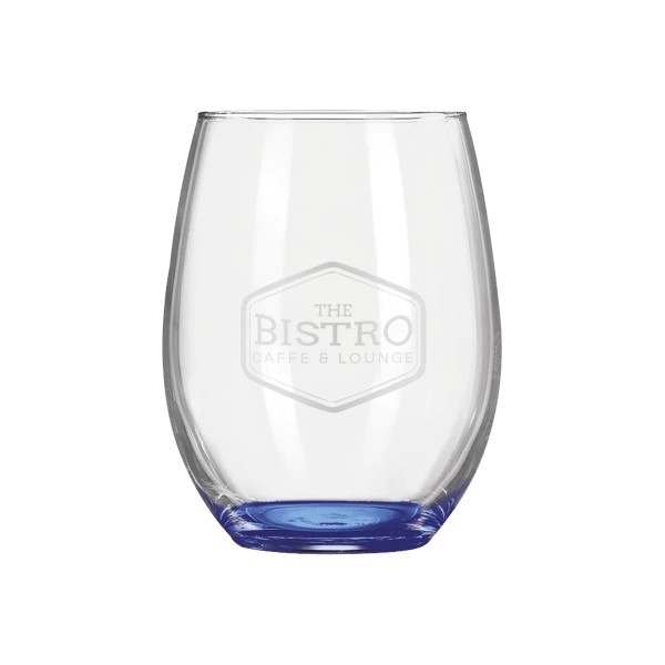 Wine O'Clock 9oz ARC Stemless Wine Glass C8832 with Color Bottom 1