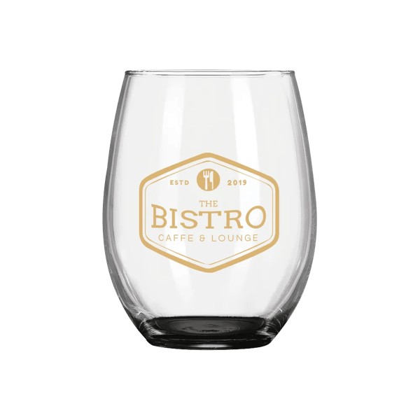 Wine O'Clock 9oz ARC Stemless Wine Glass C8832 with Color Bottom 1