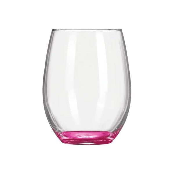 Wine O'Clock 9oz ARC Stemless Wine Glass C8832 with Color Bottom 1