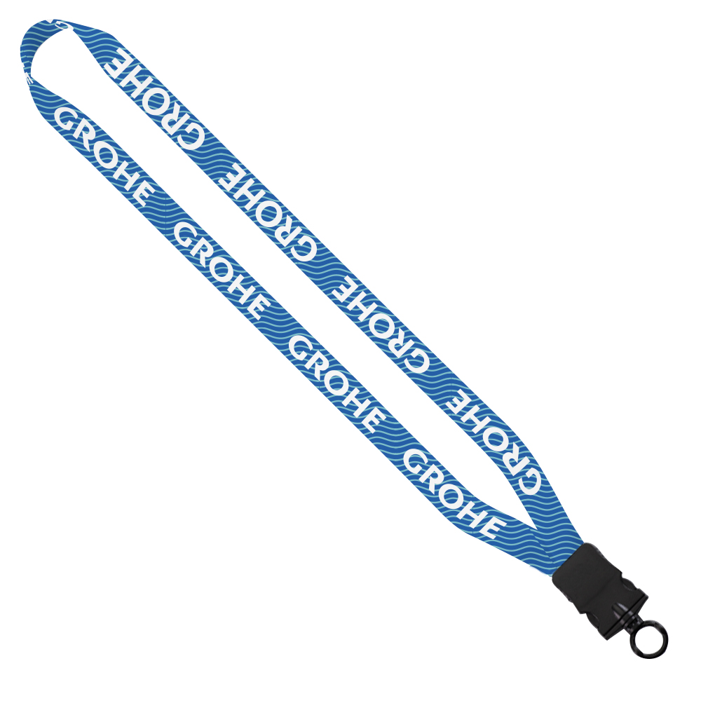 3/4" rPET Dye-Sublimated Lanyard with Plastic Snap-Buckle Release and O-Ring 1