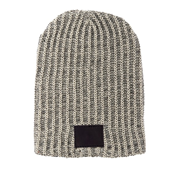 Haberdasher Knit Beanie with Leather Patch 1