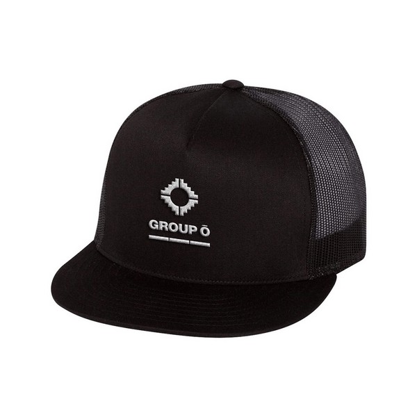 Yupoong 6006 5-Panel Flat Bill Trucker Cap 1