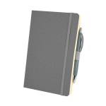 Crosshatch PU Notebook With Pen - Heather Gray Blank Crosshatch PU Notebook With Pen - Heather Gray Blank