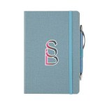 Crosshatch PU Notebook With Pen - Carolina Blue Spectrum Digital Print Crosshatch PU Notebook With Pen - Carolina Blue Spectrum Digital Print