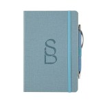 Crosshatch PU Notebook With Pen - Carolina Blue Laser Engraving Crosshatch PU Notebook With Pen - Carolina Blue Laser Engraving